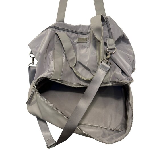 Madden Girl Nylon & Faux Leather Tote Bag Gray Large Shoulder Strap Versatile De - Picture 13 of 14